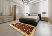 Abstract Orange Oriental Rug in a Bedroom, abs466