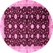 Round Oriental Pink Traditional Rug, abs466pnk