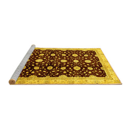 Sideview of Machine Washable Oriental Yellow Traditional Rug, wshabs466yw