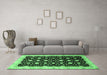 Machine Washable Oriental Emerald Green Traditional Area Rugs in a Living Room,, wshabs466emgrn