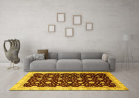 Machine Washable Oriental Yellow Traditional Rug, wshabs466yw