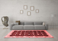 Machine Washable Oriental Red Traditional Rug, wshabs466red