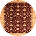 Round Machine Washable Oriental Orange Traditional Area Rugs, wshabs466org