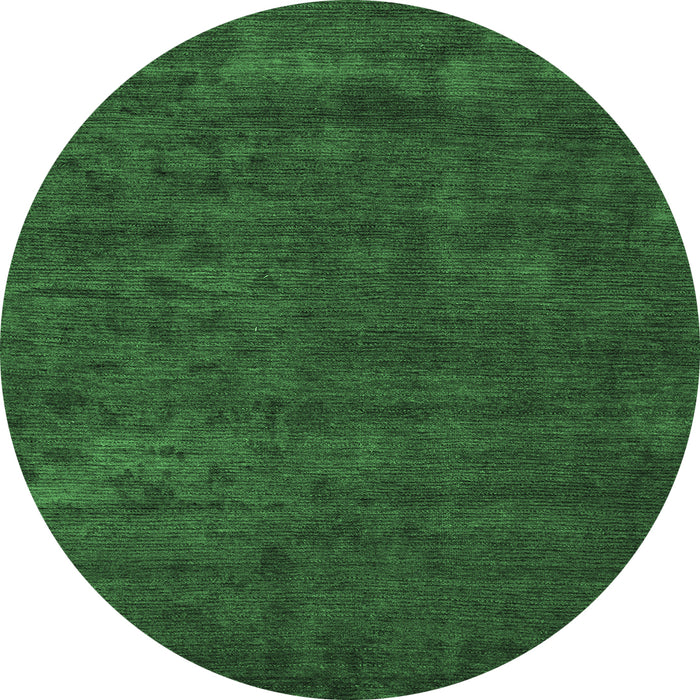 Round Machine Washable Abstract Emerald Green Modern Area Rugs, wshabs4670emgrn