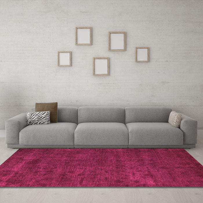 Machine Washable Abstract Pink Modern Rug in a Living Room, wshabs4670pnk