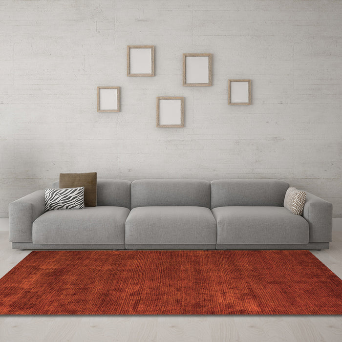 Machine Washable Abstract Orange Modern Area Rugs in a Living Room, wshabs4670org