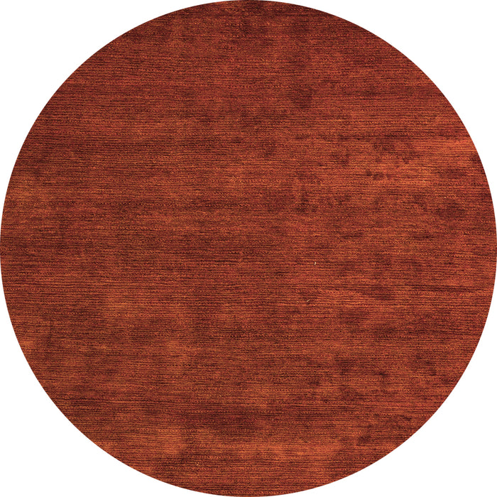 Round Machine Washable Abstract Orange Modern Area Rugs, wshabs4670org