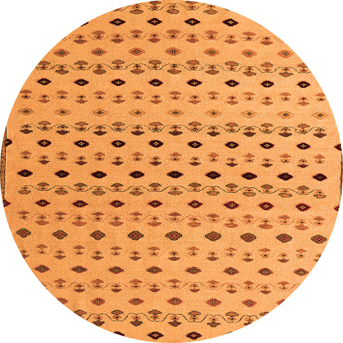 Round Machine Washable Solid Orange Modern Area Rugs, wshabs4671org