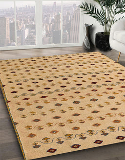 Abstract Chocolate Brown Solid Rug in Family Room, abs4671