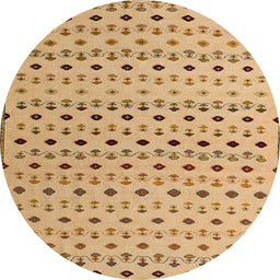 Round Abstract Chocolate Brown Solid Rug, abs4671