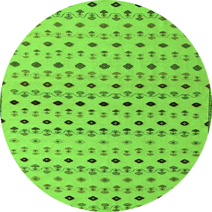 Round Machine Washable Solid Green Modern Area Rugs, wshabs4671grn