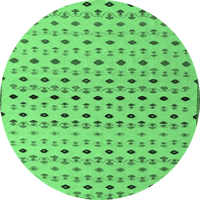Round Machine Washable Solid Emerald Green Modern Area Rugs, wshabs4671emgrn