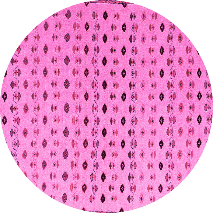 Round Machine Washable Solid Pink Modern Rug, wshabs4671pnk