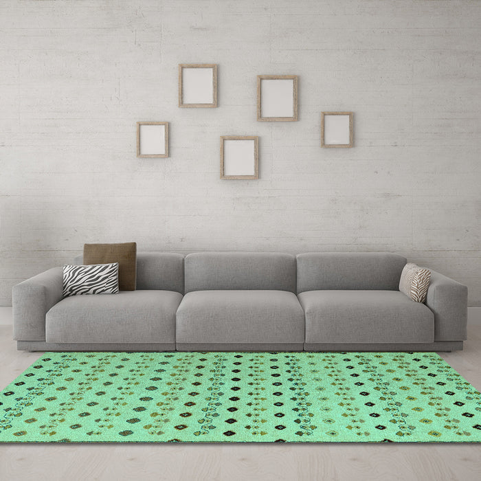 Machine Washable Solid Turquoise Modern Area Rugs in a Living Room,, wshabs4671turq