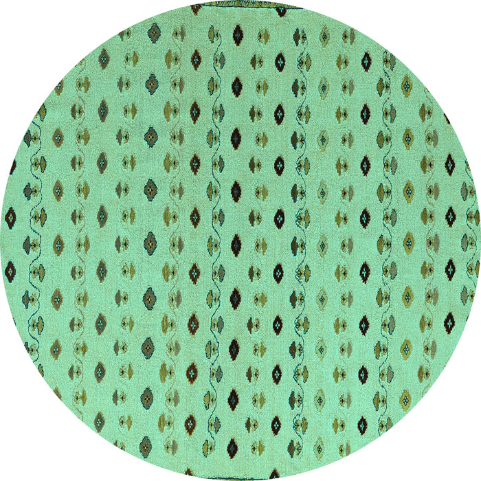 Round Machine Washable Solid Turquoise Modern Area Rugs, wshabs4671turq
