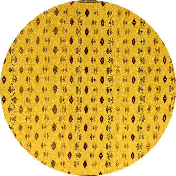 Round Machine Washable Solid Yellow Modern Rug, wshabs4671yw