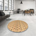 Round Machine Washable Abstract Chocolate Brown Rug in a Office, wshabs4671