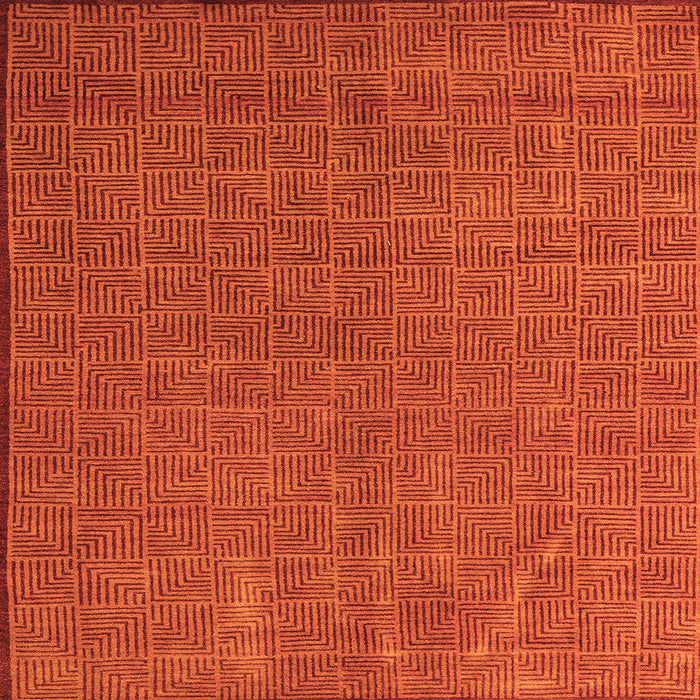 Square Machine Washable Abstract Orange Modern Area Rugs, wshabs4672org