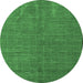 Round Machine Washable Abstract Emerald Green Modern Area Rugs, wshabs4672emgrn