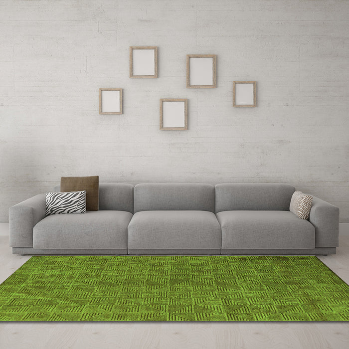 Machine Washable Abstract Green Modern Area Rugs in a Living Room,, wshabs4672grn