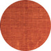 Round Machine Washable Abstract Orange Modern Area Rugs, wshabs4672org