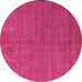 Round Machine Washable Abstract Pink Modern Rug, wshabs4672pnk