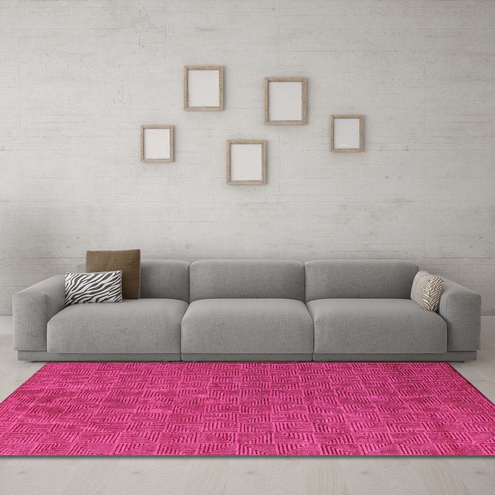 Machine Washable Abstract Pink Modern Rug in a Living Room, wshabs4672pnk