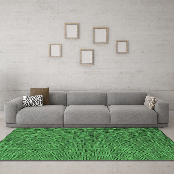 Machine Washable Abstract Emerald Green Modern Area Rugs in a Living Room,, wshabs4672emgrn