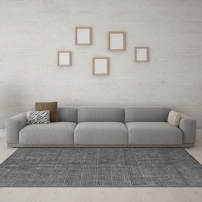 Machine Washable Abstract Gray Modern Rug in a Living Room,, wshabs4672gry