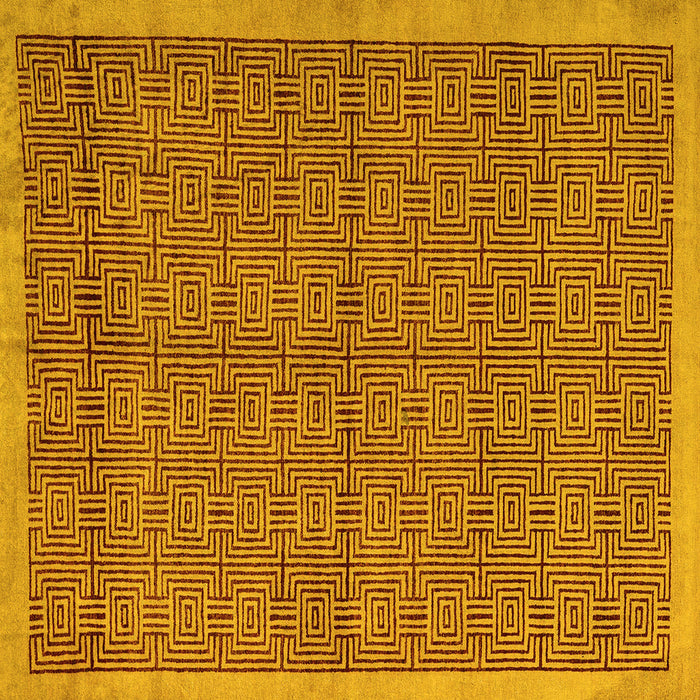 Square Abstract Yellow Modern Rug, abs4673yw