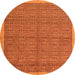 Round Machine Washable Abstract Orange Modern Area Rugs, wshabs4673org