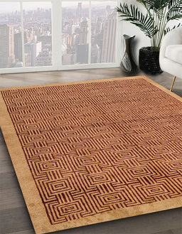 Abstract Orange Modern Rug in Family Room, abs4673