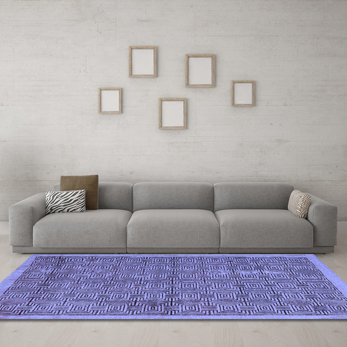 Machine Washable Abstract Blue Modern Rug in a Living Room, wshabs4673blu