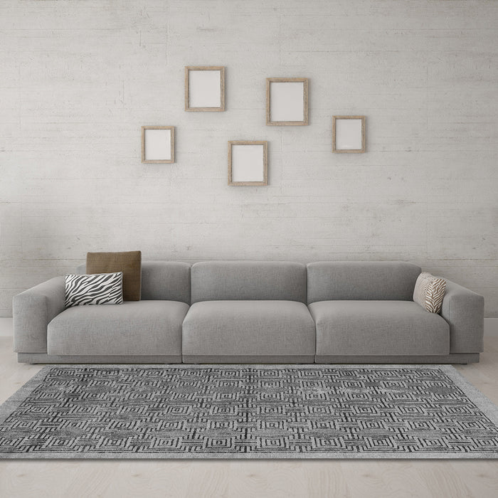 Machine Washable Abstract Gray Modern Rug in a Living Room,, wshabs4673gry