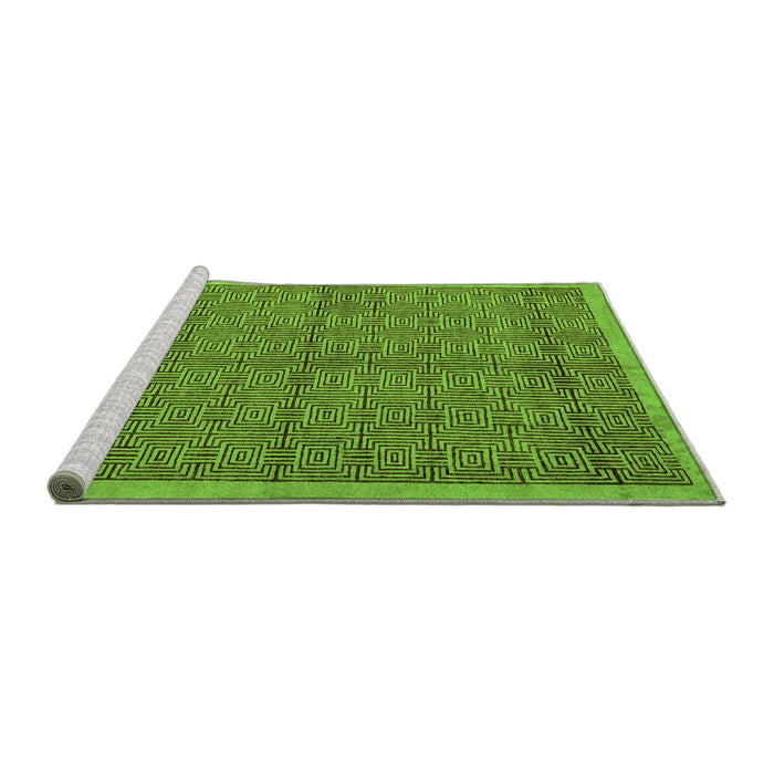 Sideview of Machine Washable Abstract Green Modern Area Rugs, wshabs4673grn