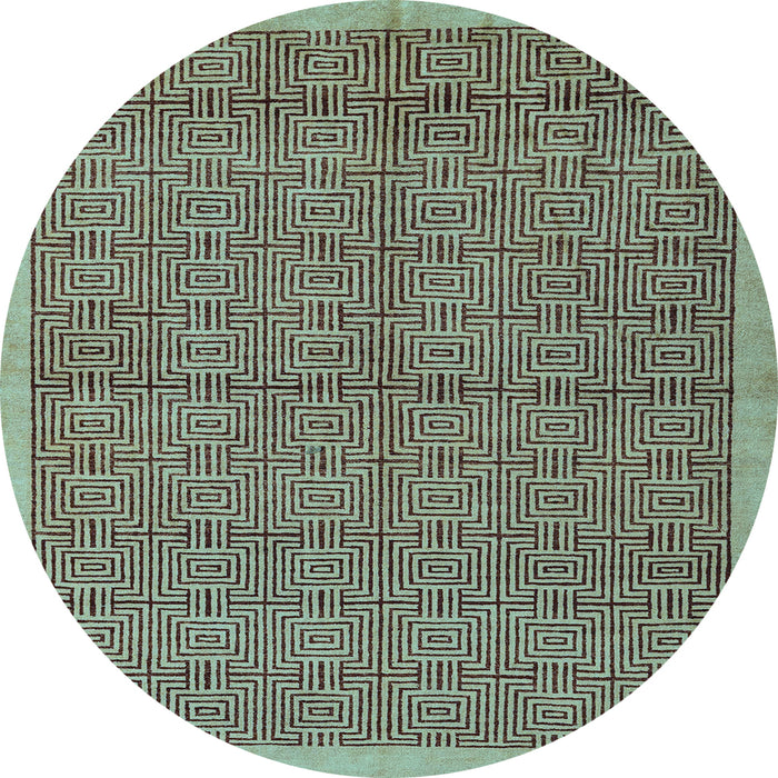 Round Abstract Light Blue Modern Rug, abs4673lblu