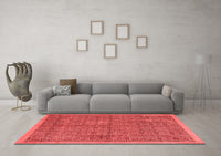 Machine Washable Abstract Red Modern Rug, wshabs4673red