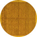 Round Abstract Yellow Modern Rug, abs4673yw