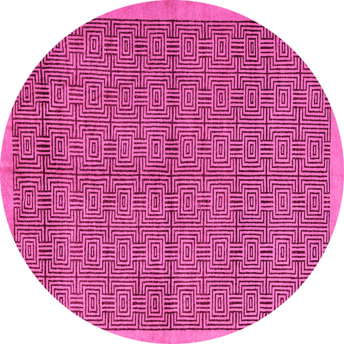 Round Abstract Pink Modern Rug, abs4673pnk