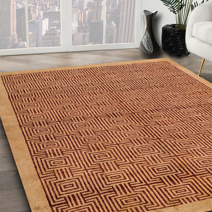 Machine Washable Abstract Orange Rug in a Family Room, wshabs4673