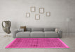 Machine Washable Abstract Pink Modern Rug in a Living Room, wshabs4673pnk