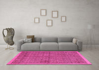 Machine Washable Abstract Pink Modern Rug, wshabs4673pnk