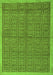 Machine Washable Abstract Green Modern Area Rugs, wshabs4673grn