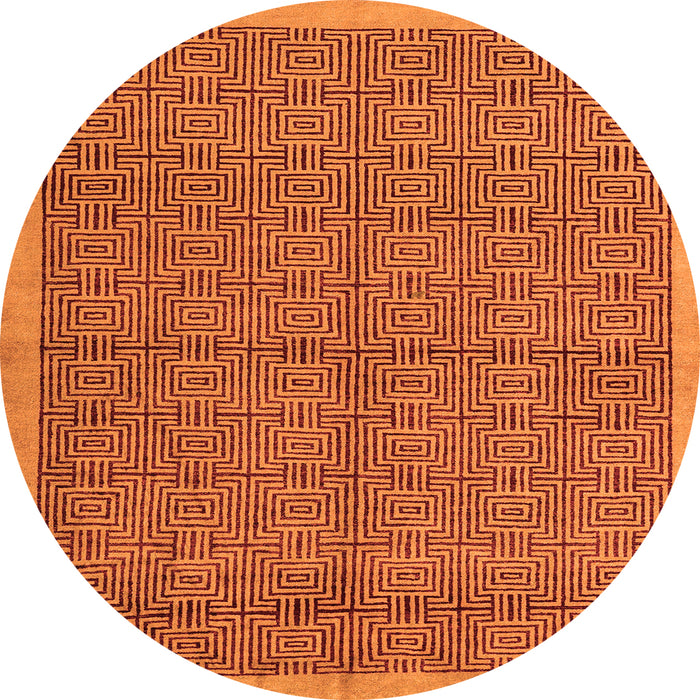 Round Abstract Orange Modern Rug, abs4673org