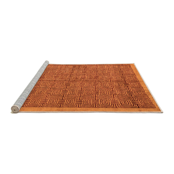 Sideview of Machine Washable Abstract Orange Modern Area Rugs, wshabs4673org