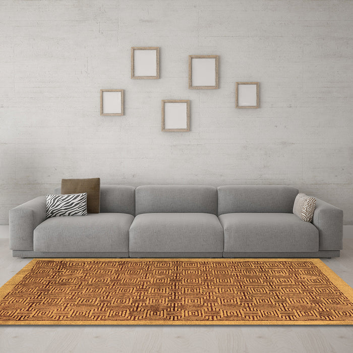 Machine Washable Abstract Brown Modern Rug in a Living Room,, wshabs4673brn