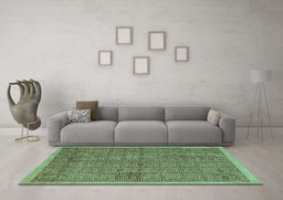 Machine Washable Abstract Turquoise Modern Area Rugs in a Living Room,, wshabs4673turq