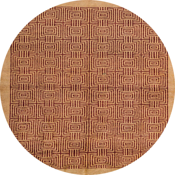 Round Machine Washable Abstract Orange Rug, wshabs4673