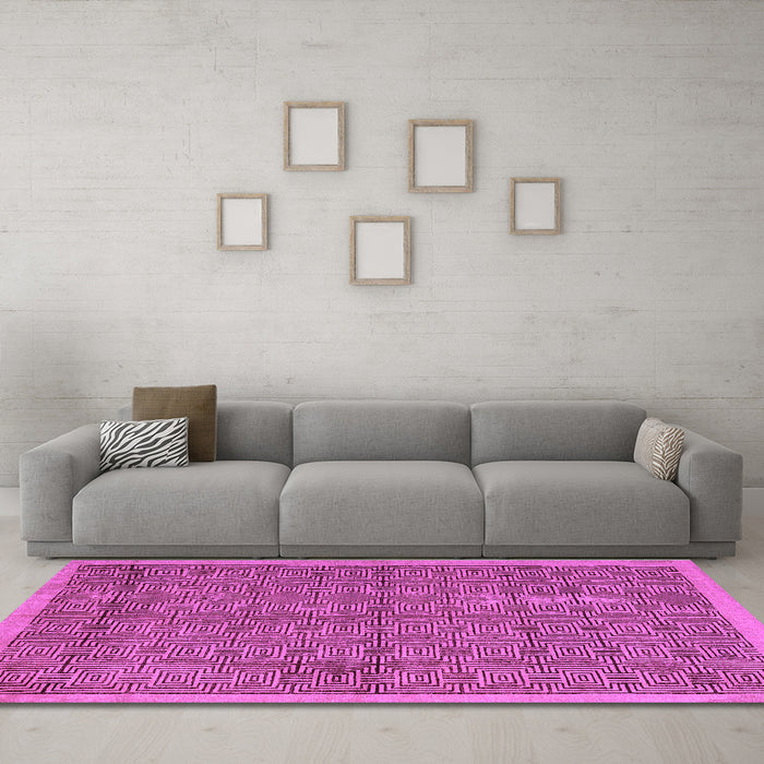 Machine Washable Abstract Purple Modern Area Rugs in a Living Room, wshabs4673pur
