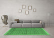 Machine Washable Abstract Emerald Green Modern Area Rugs in a Living Room,, wshabs4673emgrn